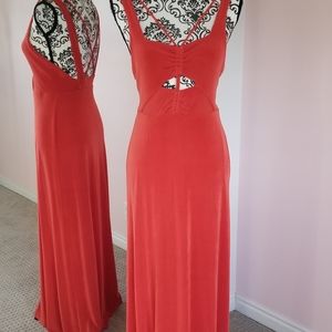 Free People hot orange maxi slip dress